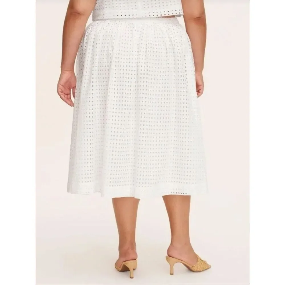 Kate Spade White Eyelet Midi Skirt Size XXL